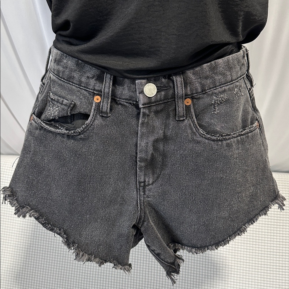 Blank NYC Women's Black Denim Frayed Shorts